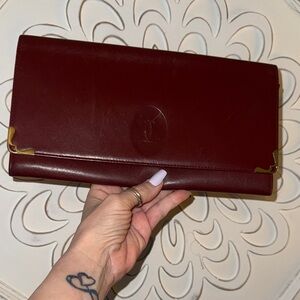 CARTIER Must Line Clutch Bag Bordeaux Gold Leather Purse
Vintage Authentic